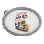 Spin Hard Ride Free Bicycling T-shirt Belt Buckle