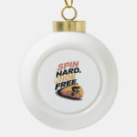 Spin Hard Ride Free Bicycling T-shirt Ceramic Ball Christmas Ornament