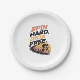 Spin Hard Ride Free Bicycling T-shirt Paper Plates