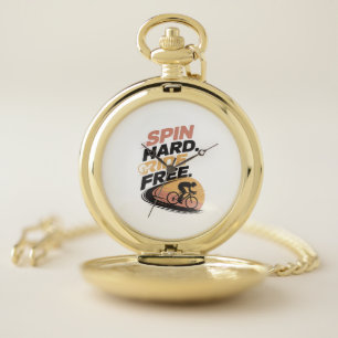 Spin Hard Ride Free Bicycling T-shirt Pocket Watch