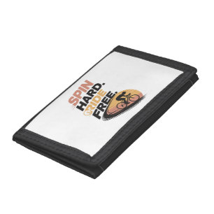 Spin Hard Ride Free Bicycling T-shirt Tri-fold Wallet