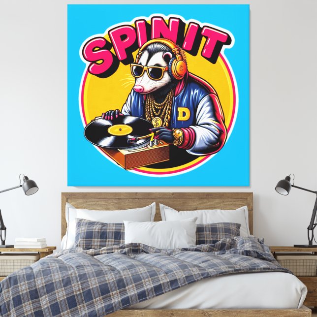 SPIN IT-OPOSSUM DJ 2 CANVAS PRINT (Insitu(Bedroom))
