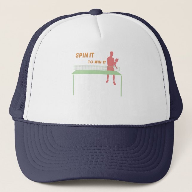 Spin it to win it funny cool ping pong trucker hat (Front)