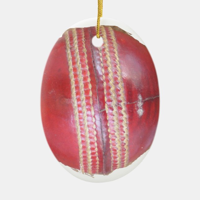 Spin Master's Sphere: A Fun Left Spin Cricket Ball Ceramic Ornament (Front)