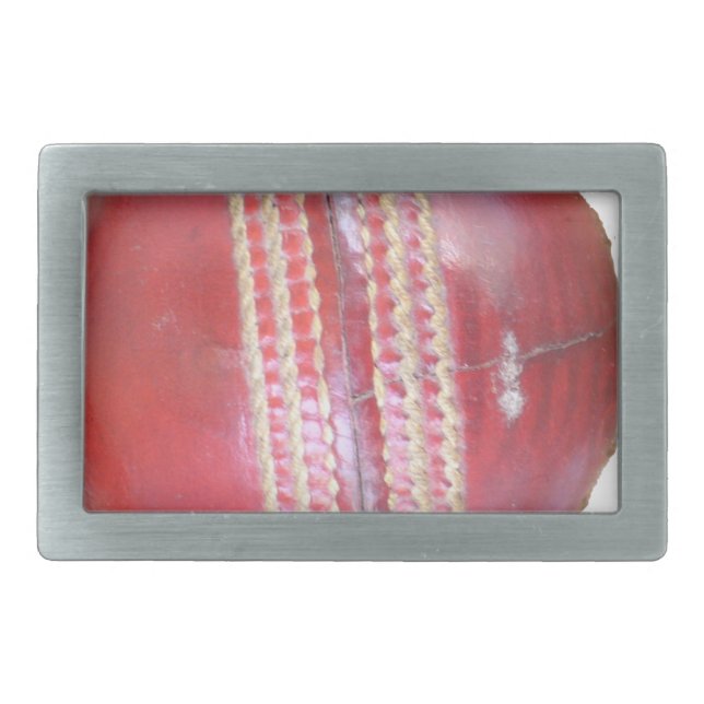Spin Master's Sphere: A Fun Left Spin Cricket Ball Rectangular Belt Buckle (Front)