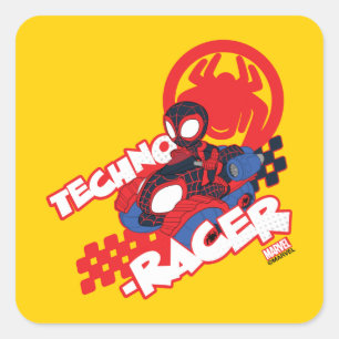 Spin Riding His Techno-Racer Square Sticker