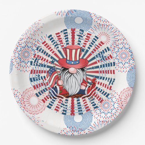 Spin Wheel Patriotic Gnome Paper Plates
