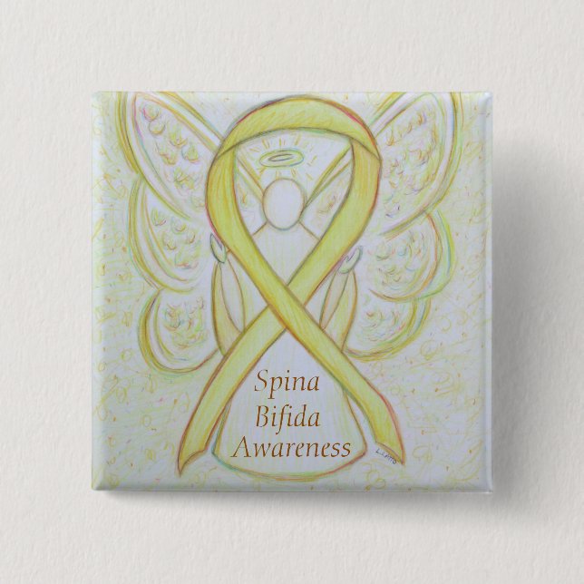 Spina Bifida Angel Awareness Ribbon Pins (Front)