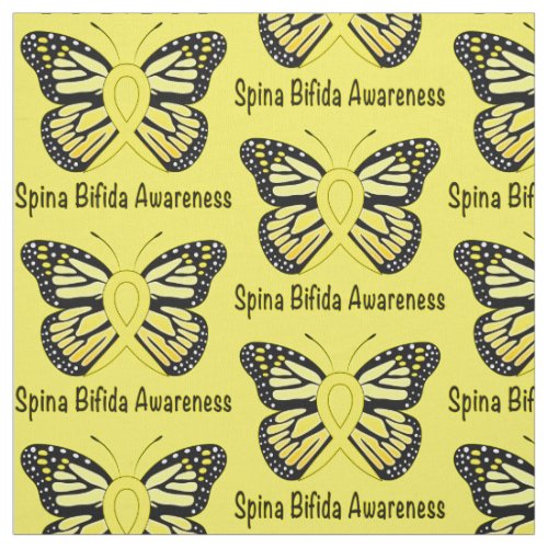 Spina Bifida Awareness Butterfly Ribbon Fabric