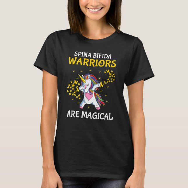 Spina Bifida Awareness Dabbing Unicorn Warriors Ar T-Shirt (Front)