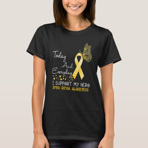 Spina Bifida Awareness I Support My Hero Butterfly T_Shirt