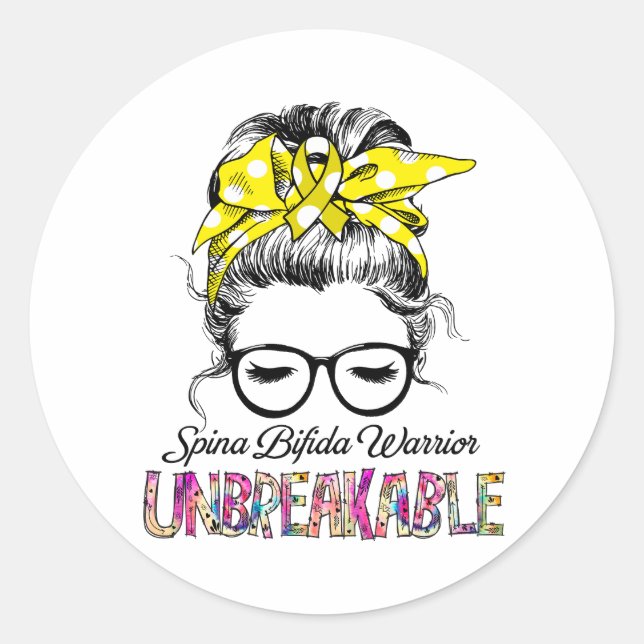 Spina Bifida Awareness Ribbon Support Gifts Classic Round Sticker (Front)