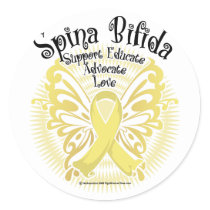 Spina Bifida Butterfly 3 Classic Round Sticker