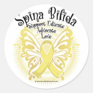 Spina Bifida Butterfly 3 Classic Round Sticker