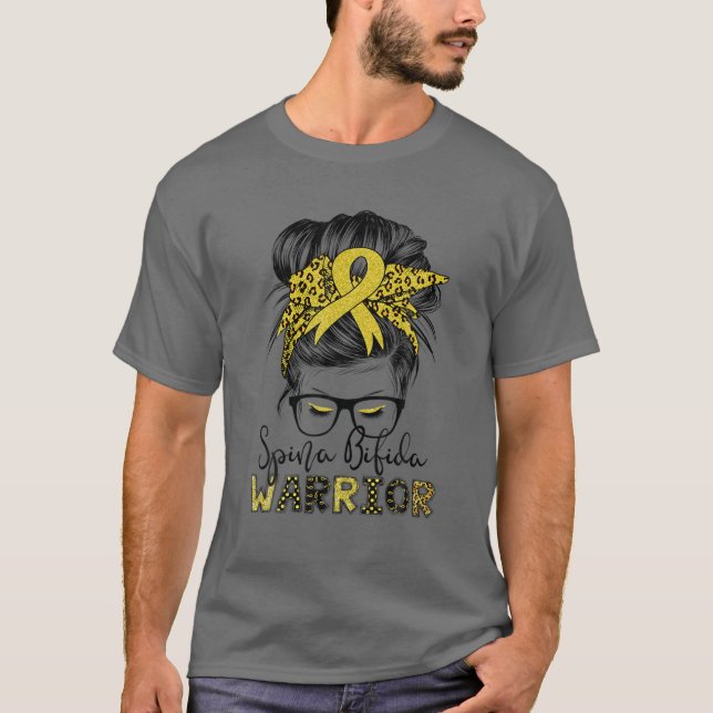Spina Bifida Warrior Messy Bun Hair Women T-Shirt (Front)