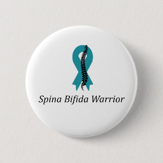 Spina Bifida Warrior Pin Button With Teal Ribbon