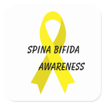 Spina Bifida Yellow Awareness Ribbon by Janz Square Sticker