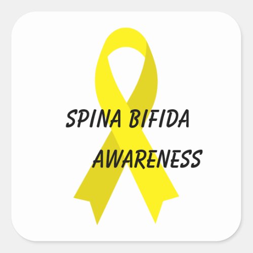 Spina Bifida Yellow Awareness Ribbon by Janz Square Sticker