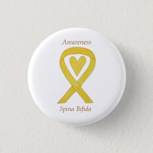 Spina Bifida Yellow Heart Awareness Ribbon Pins