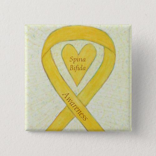 Spina Bifida Yellow Heart Awareness Ribbon Pins