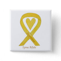 Spina Bifida Yellow Heart Awareness Ribbon Pins