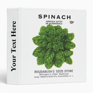 Spinach Seed Packet Label 3 Ring Binder