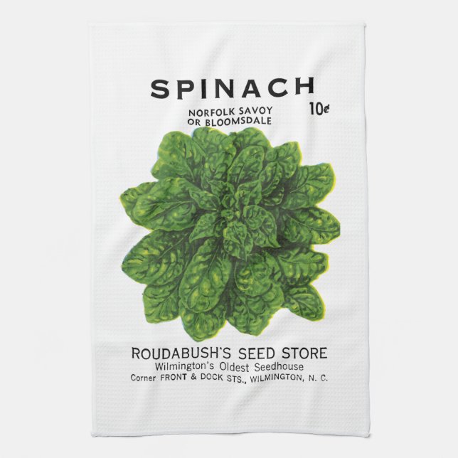 Spinach Seed Packet Label Kitchen Towel (Vertical)