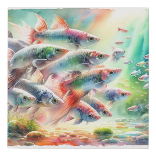 Spinacia Fish AREF3206 _ Watercolor Faux Canvas Print