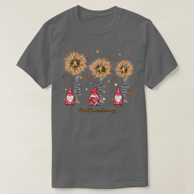 Spinal Awareness gnome faith hope sunflower T-Shirt (Design Front)