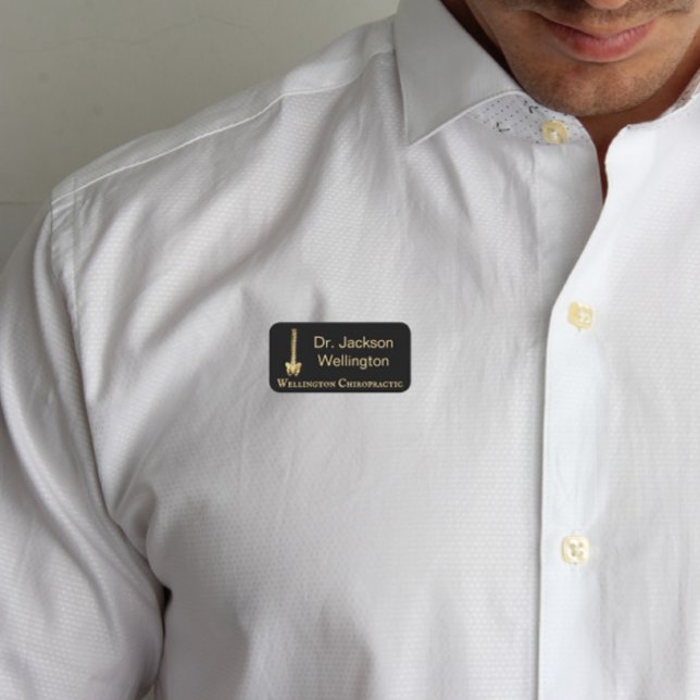 Spinal Column Chiropractic Business in Black Name Tag (Creator Uploaded)