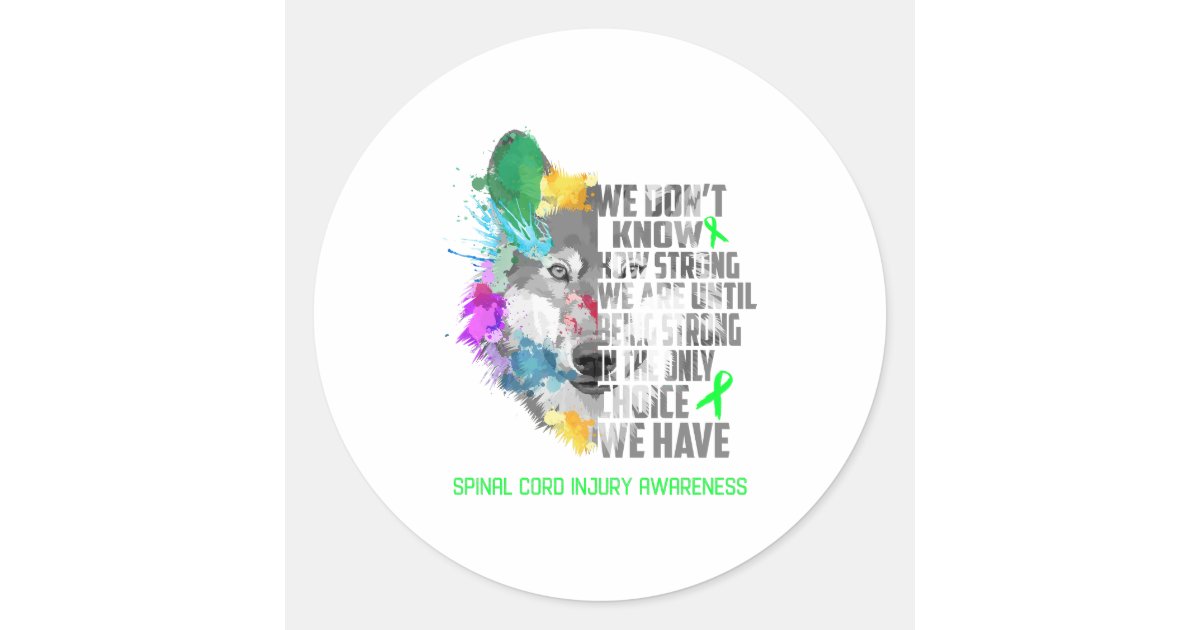 Spinal Cord Injury Awareness Ribbon Support Gifts Classic Round Sticker ...
