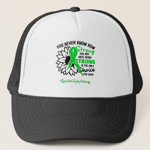 Spinal Cord Injury Awareness Ribbon Support Gifts Trucker Hat
