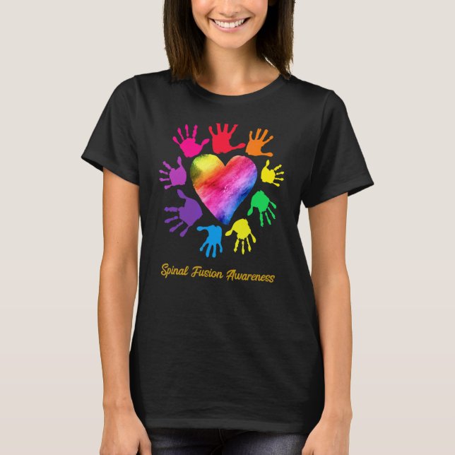 Spinal Fusion Awareness Hands Spinal Fusion T-Shirt (Front)