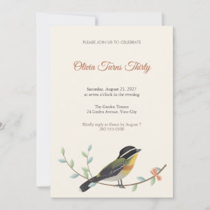 Spindalis Bird 30th Birthday Party Invitation