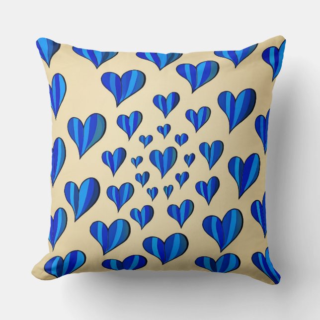 Spindled Heart – Brilliant Blues Edition Throw Pillow (Front)