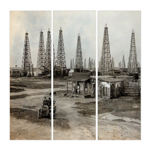 Spindletop Oil field - Texas 1902 Triptych