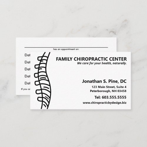 Spine Chiropractor Multiple Appointment Cards