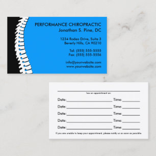 Spine Cutout Chiropractic Appointment Cards