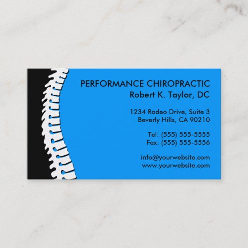 Spine Cutout Chiropractic Business Cards