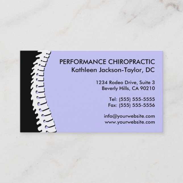 Spine Cutout Chiropractic Business Cards (Front)