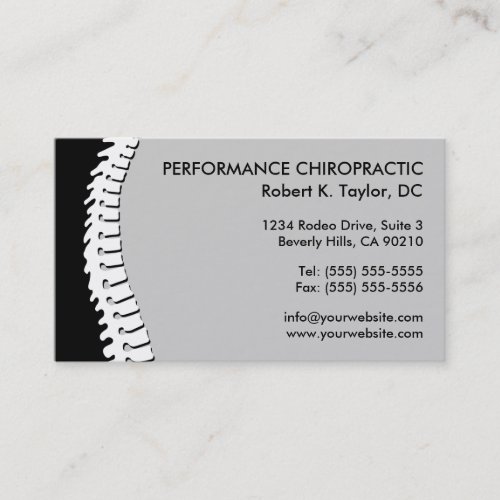 Spine Cutout Chiropractic Business Cards