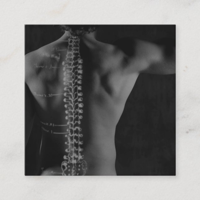 Spine Drawing Overlay Photo Chiropractic Square Business Card (Front)