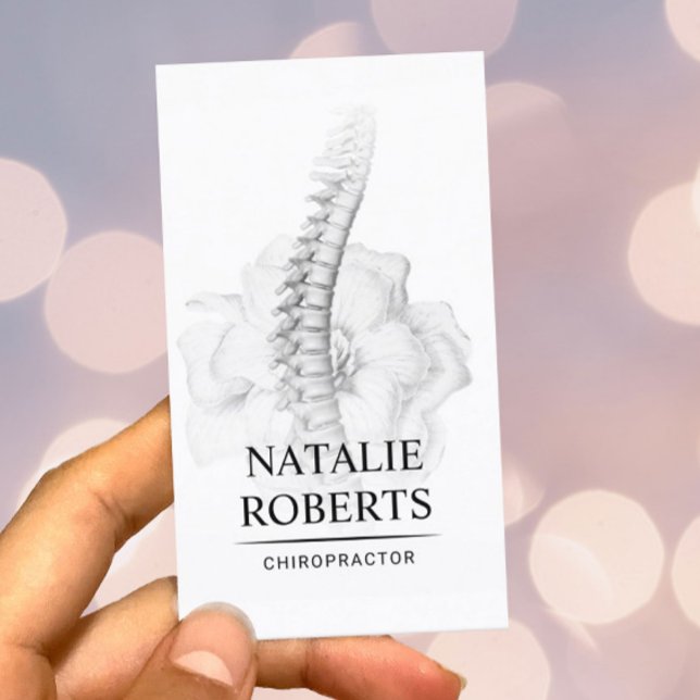 Spine & Flower Chiropractor Chiropractic Therapist Business Card (Creator Uploaded)