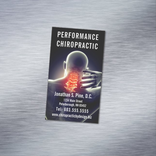 Spine Graphic (Neck Pain) Chiropractic Business Card Magnet (In Situ)