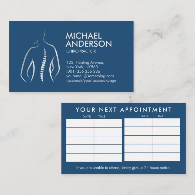 Spine Health - Chiropractic Appointment  Business  Business Card (Front/Back)