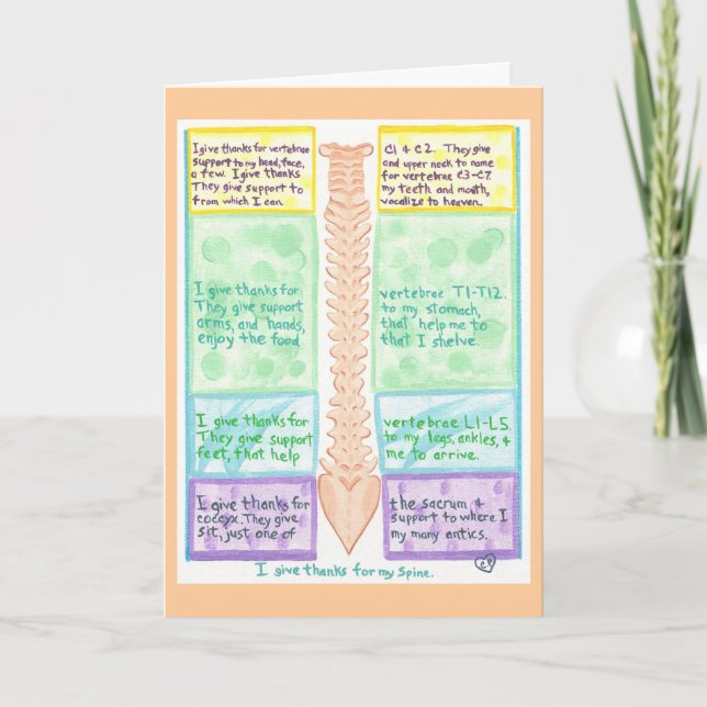 Spine Poster 1 - I give thanks for vertebrae, card (Front)