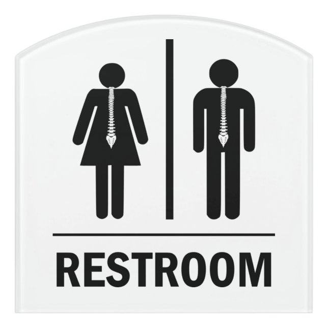 Spine Restroom Sign, Chiropractic, Orthopedic,  Door Sign (Contour Front)