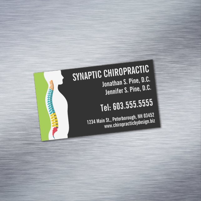 Spine Silhouette Chiropractic Chiropractor Business Card Magnet (In Situ)
