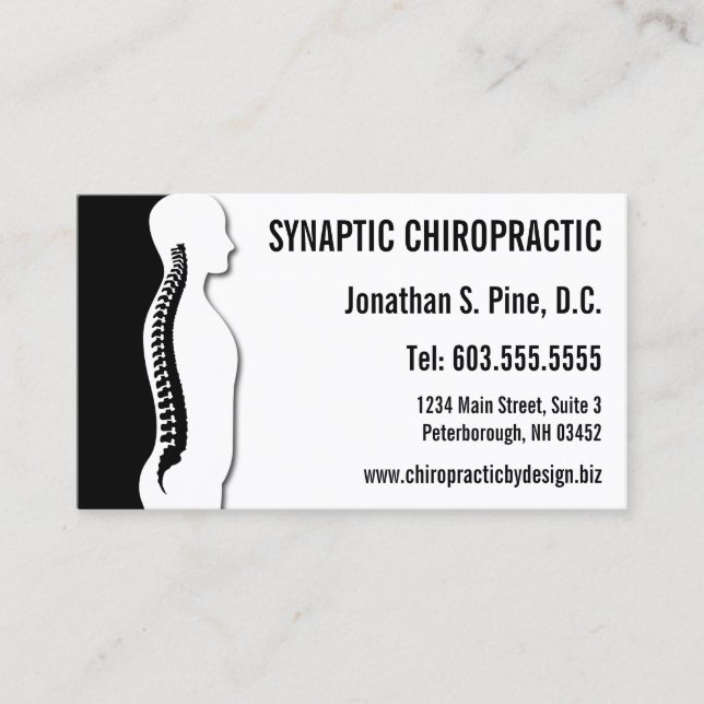Spine Silhouette Graphic Chiropractor Appointment Card (Front)