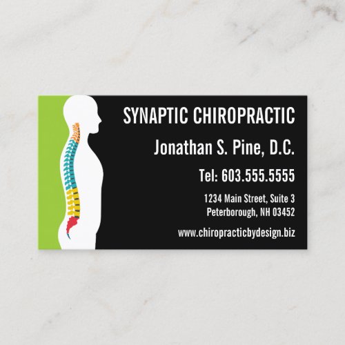 Spine Silhouette Graphic Office Hours Chiropractor Business Card
